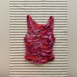 Free People Tell Me More Reversible Psychedelic Cutout Tank Top Pink Orange XS